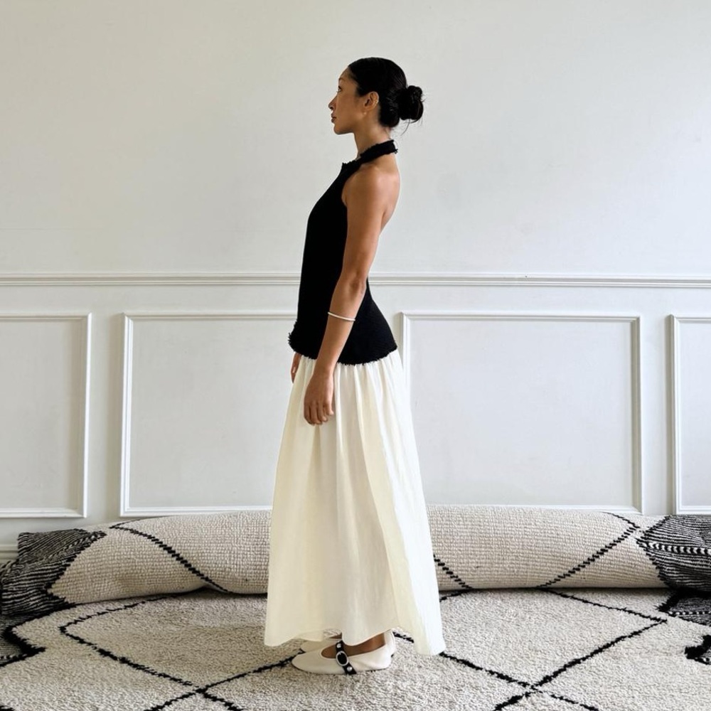 Zara Black and White Sleeveless Maxi Dress